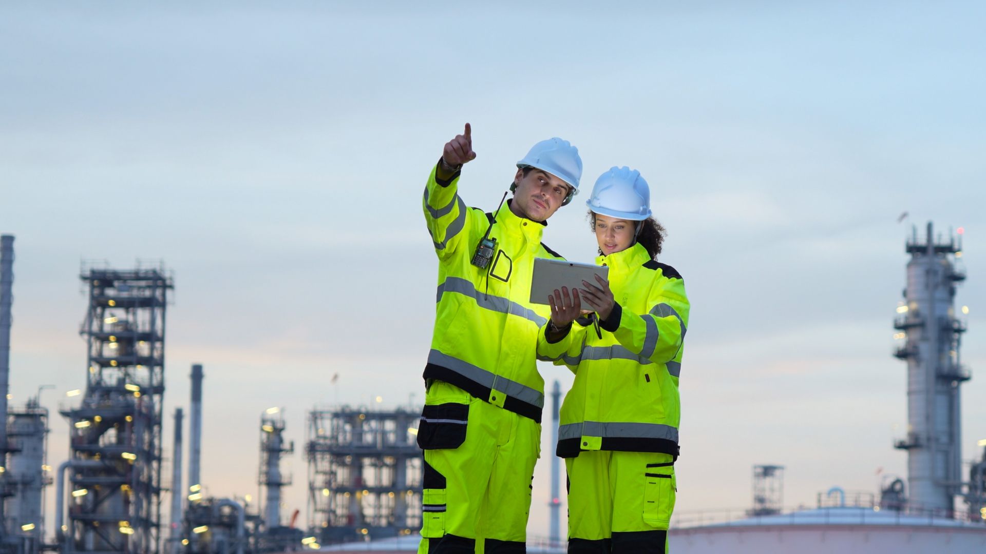 Engenheiros em campo de obra